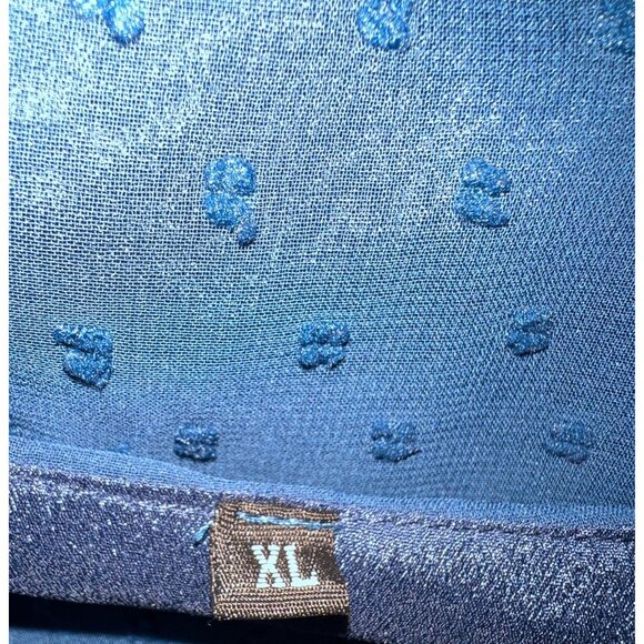 Sheer-Lined Blue Polka Dot Womens Blouse XL - Picture 2 of 5